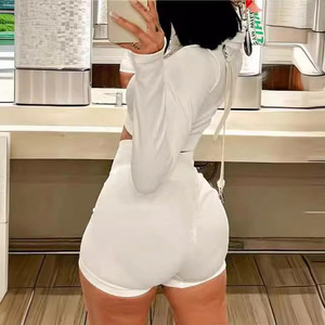 ชุดเซ็ตสองชิ้นเสื้อแขนยาวซิปสีพื้นแบบใหม่สำหรับผู้หญิงแฟชั่น - Product Image 3