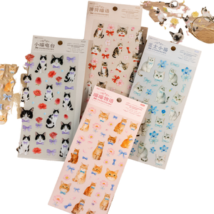 Paquete 2 pegatinas impermeables para mascotas lindo patrón de gato 'Starlight Meow Talk' para cuadernos decorativos DIY decoraciones navideñas para teléfonos - Product Image 1