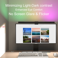 Lampe de bureau LED en plastique à écran tactile, alimentée par USB, avec affichage ambiant RVB coloré, protection des yeux, pour montage sur écran d'ordinateur