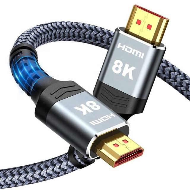 High Quality 8K HDMI Cable 2.1 8K 60Hz 4K 120Hz High-Speed 48gbps Nylon Braid PVC Jacket Supports HDR & EARC for Projector