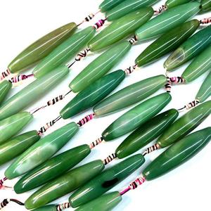Cuentas de Ágata Verde Rayada en Forma de Tubo Largo, Accesorio de Joyería de Piedra, Venta al por Mayor para la Colección de Accesorios del Noreste - Product Image 2