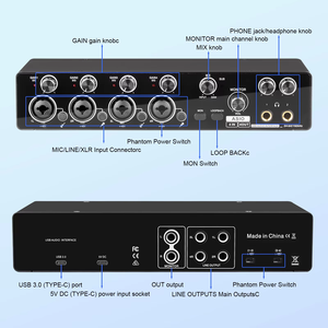 Interface audio Green Audio GAX-MR44 ASIO, <span class=keywords><strong>carte</strong></span> <span class=keywords><strong>son</strong></span> <span class=keywords><strong>4</strong></span> canaux avec entrée <span class=keywords><strong>XLR</strong></span>, LOOPBACK pour guitare, streaming, studio à domicile - Product Image 4
