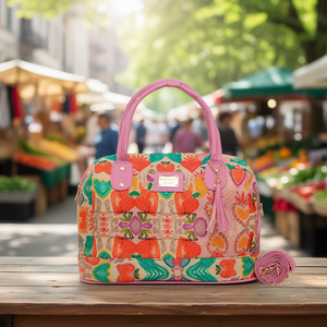 Bolso Tote de Yute para Mujer Fana Dariana, Tamaño Mediano, Cierre de Cremallera, Bolso de Compras para Uso Diario, Asas Rosadas Veganas - Product Image 2