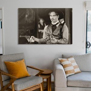 Pintura de retrato occidental <span class=keywords><strong>Doc</strong></span> Holliday personalizada y arte de pared, arte de pared, decoración del hogar, arte histórico de pistolero - Product Image 1