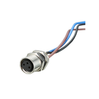 Conector Industrial M8 de 4 Pines para Montaje en Panel, Código A, IP67, Impermeable, Hembra, con Arnés de Cables
