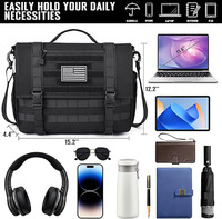Tas Selempang Pria Custom Terinspirasi Taktis, Tas Laptop 15.6 Inch, Tas Kerja Kantor untuk Pria, Tahan Air