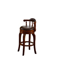 Tabouret de bar pivotant à dossier haut en bois massif de style européen-américain avec design personnalisable pour comptoir de bar