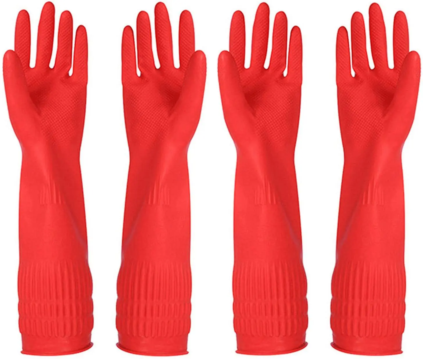 red Comfortable Kitchen Cleaning Latex Long Sleeve Household Rubber gloves