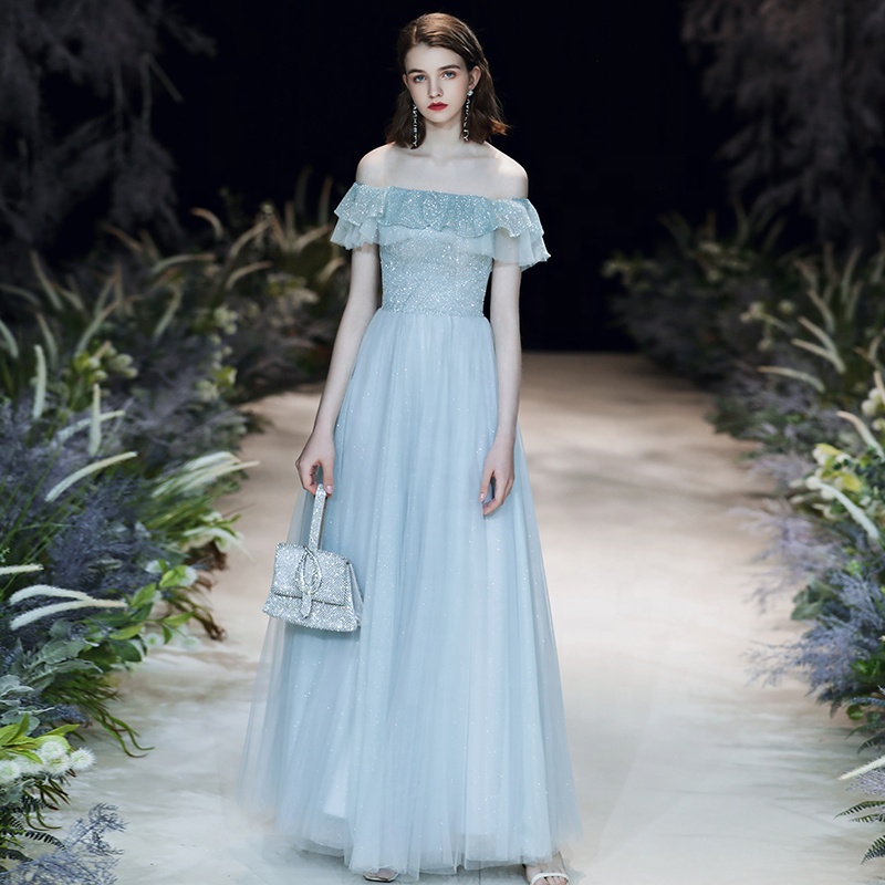 sachin and babi light blue dress PLEATED CHIFFON LONG SLEEVE TEA LENGTH GOWN CDCD242S
