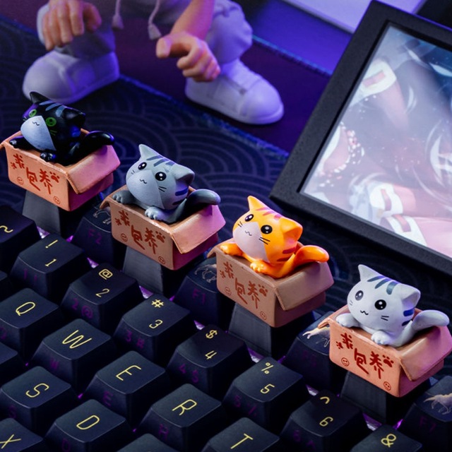 Hot Selling Custom Cat Keycap Resin Cross Shaft Single Key for Mechanical Keyboard Personalized Cute PBT Keycap