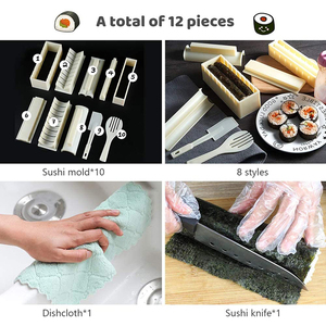 Bazooka — <span class=keywords><strong>Kit</strong></span> manuel antiadhésif <span class=keywords><strong>Pour</strong></span> préparation de <span class=keywords><strong>Sushi</strong></span>, matériel en plastique, <span class=keywords><strong>Kit</strong></span> <span class=keywords><strong>Pour</strong></span> fabriquer des sushis, rouge, matériel de cuisine, 11 pièces - Product Image 3