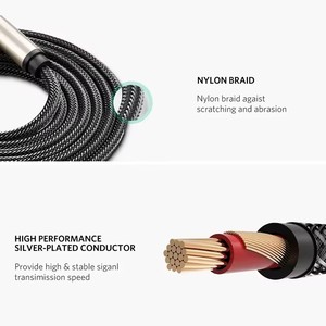 Adaptateur Ugreen 1/8 vers 1/4 stéréo 3,5 mm vers 6,35 mm, câble auxiliaire, câble de guitare vers prise auxiliaire mâle avec boîtier en alliage de zinc et gaine en nylon tressé - Product Image 4
