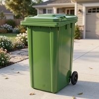 Poubelle à roulettes de 240 L avec couvercle rabattable, bac à déchets en plastique pour espace de stationnement extérieur