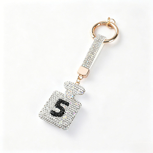 QYS Zinc Alloy Coin Holder Keychain Rhinestone Bottle Shape <b>Bag</b> Charm Metal <b>Key</b> <b>Ring</b> Women's Gift - Product Image 5