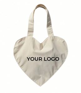 Bolsa de Lona Reutilizable de Gran Capacidad, Ecológica, con Estampado Personalizado de Alta Calidad en Color Natural y Forma de Corazón - Product Image 1