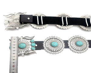 Vintage Western Cowgirl Cowboy cuero turquesa <span class=keywords><strong>piedras</strong></span> cintura hebilla cinturón <span class=keywords><strong>para</strong></span> pantalones Jeans <span class=keywords><strong>vestido</strong></span> - Product Image 3
