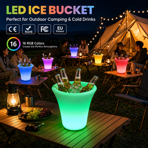 ถังน้ำแข็งพลาสติกแบบชาร์จไฟได้ พร้อมไฟ LED สี RGB ทันสมัย ควบคุมด้วยรีโมท เหมาะสำหรับบาร์ คลับ งานปาร์ตี้วันหยุด - Product Image 4