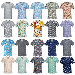 Uniformi mediche <span class=keywords><strong>medico</strong></span> chirurgico infermiere <span class=keywords><strong>lavoro</strong></span> infermieristico set da <span class=keywords><strong>lavoro</strong></span> a manica corta uniforme da ospedale con scollo a V - Product Image 5