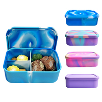 Boîte à lunch en silicone à 3 compartiments, compatible micro-ondes et lave-vaisselle, récipient alimentaire pour l'école