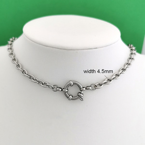 Paslanmaz Çelik Yaylı Halka Büyük Denizci Tokalı Kolye DIY Charm Tutucu Ataç Rolo Küba Zinciri Katmanlı Unisex Takı - Product Image 5