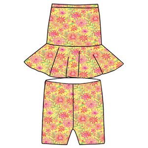 OEM/ODM Conjunto de Top sin Mangas y Falda con Volantes de Bambú/Algodón Orgánico con Estampado Personalizado para Bebés Niñas, Pantalones Cortos Ajustados, Estilo Hawaiano, ¡Gran Venta! - Product Image 1