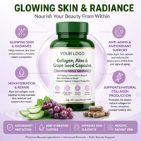 Capsules de collagène premium à l'aloe vera et aux pépins de raisin, complément beauté pour femmes, pour une peau jeune et hydratée, fabrication OEM