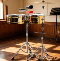 Timbales Set With Cymbals And Cowbell Percussion Instruments