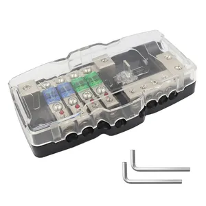 Caja de fusibles multifuncional de audio automotriz con luz LED Fusible ANL Portafusibles de cuatro vías dos en cuatro salidas