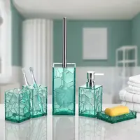 ग्लास एक्रिलिक 5-टुकड़ा सेट शौचालय ब्रश लोशन बोतल टूथब्रश धारक साबुन बॉक्स बाथरूम सुविधाओं बाथरूम सामान सेट