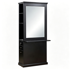 Station de coiffure avec miroir en bois, armoire à miroir pour barbier avec tiroirs de rangement pour salon de beauté - Product Image 4