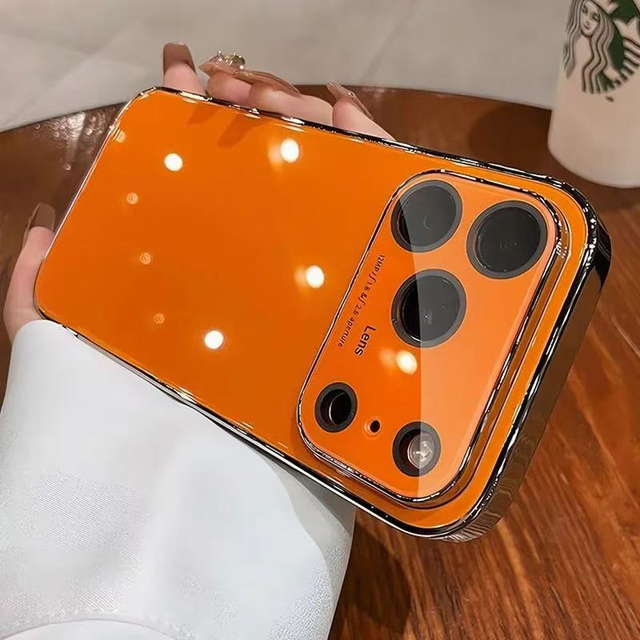 Large Window Plating Glass Mirror Case for iPhone 17 Pro Max 17Air 16 15 14 13 12 Pro Max Shockproof Lens Protector Back Cover