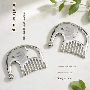 Adorable masajeador de terapia capilar de acero inoxidable, peine de acupuntura portátil para uso doméstico, herramienta Gua Sha - Product Image 2