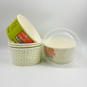 ชามซุปทรงกลม ขนมหวาน ไอศกรีม กล่องบรรจุภัณฑ์แบบใช้แล้วทิ้งสำหรับซื้อกลับบ้าน ชามกระดาษสำหรับซุปข้าวต้มแบบหนา - Product Image 6