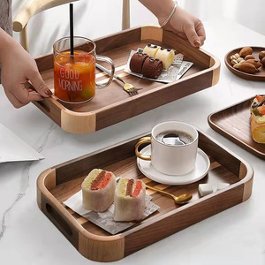 Wooden Black <b>Walnut</b> Tray 39x24.8cm Reusable Tea Snack Serving Tray For Home Living Room <b>Coffee</b> <b>Table</b> Storage - Product Image 1