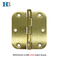 Bisagra de puerta de embutir completa de acero con pasador, US4, latón satinado, esquina redondeada, para uso interior residencial, bisagras 312 para puertas