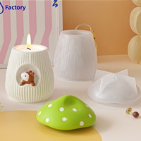 Nouvelles Idées Moule en silicone DIY pour maison de champignons écureuil, pot de rangement, coupelle pour bougie parfumée, ornement de maison, moule à gâteau en silicone pour plâtre