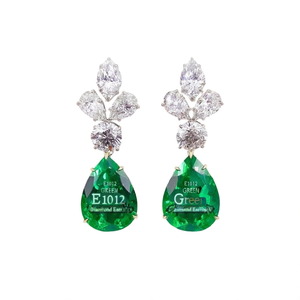Boucles d'oreilles en diamant vert E1012 pour femmes, bijoux de luxe pour soirée, clous en diamant naturel taille poire - Product Image 1