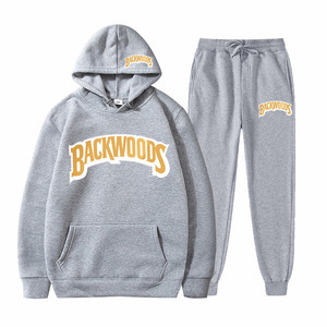 Ensemble de sweat-shirts et de joggings en coton et polyester à logo personnalisé, style hip-hop, Backwoods <span class=keywords><strong>Cookei</strong></span> RAW, 2 pièces, pour hommes - Product Image 4