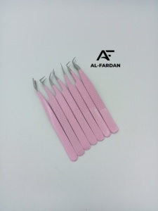 Pinces à cils pour extensions de cils, couleur rose bébé, pointe en fibre, acier inoxydable solide, avec boîtes personnalisées, logo sur mesure. - Product Image 5