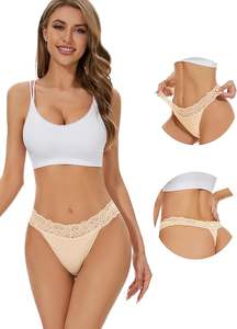 Lot de 5 tangas sexy sans couture pour femmes, sous-vêtements en dentelle respirants et confortables, coupe laser douce - Product Image 2