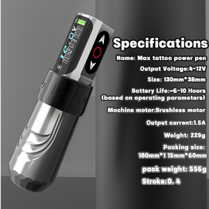 Machine à tatouer sans fil à double batterie, ultra longue autonomie, alimentation au lithium rechargeable, stylo à tatouer professionnel permanent - Product Image 3