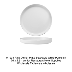 Plato de Cena Apilable M1934 Riga, Porcelana Blanca, 26 x 2.5 cm de Alto, para Restaurante, Hotel, Vajilla al por Mayor - Product Image 2