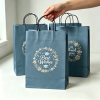Sac en papier kraft brun écologique recyclé noir et blanc pour emballages alimentaires à emporter, sac cadeau, sac de shopping avec poignée