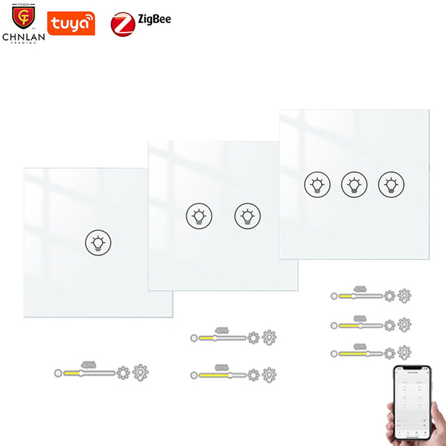 EU UK Standard TUYA APP Smart Wall Light Dimmer Touch Switch Zigbee3.0 Alexa Google Home Voice Control Smart Home Products