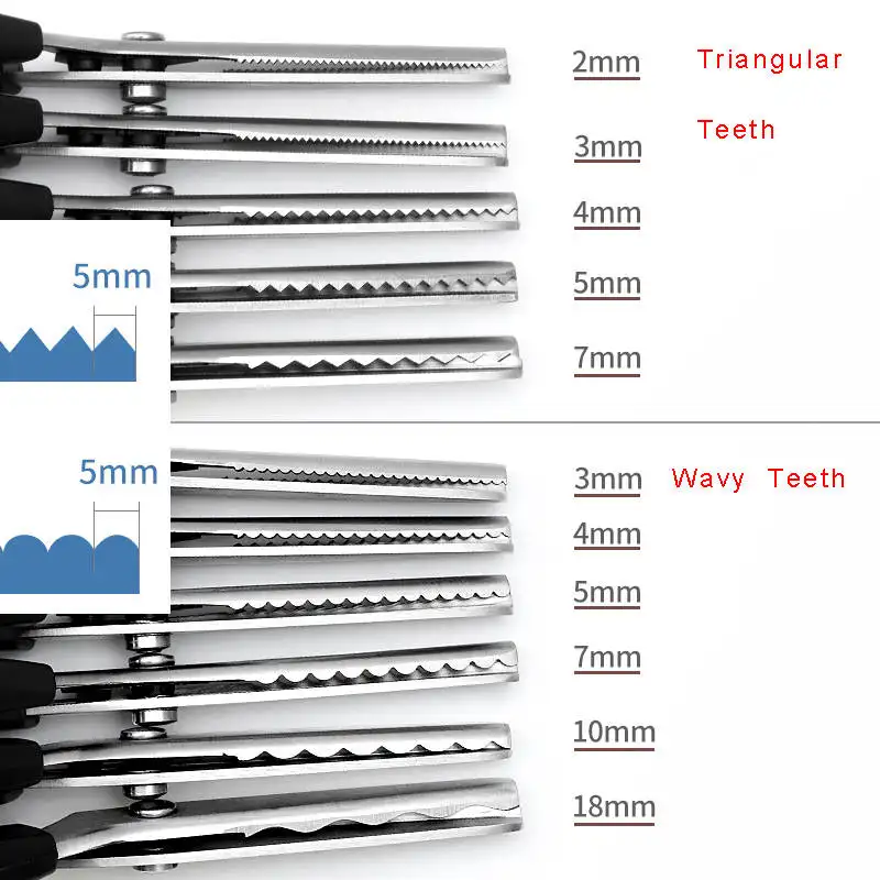 Tijeras dentadas multifuncionales de acero inoxidable para coser, tijeras de sastrería en zigzag