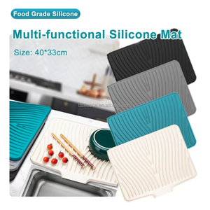 Tapis de drainage en silicone à design moderne, nouveau, avec ouverture inclinée pour l'infusion, simple, pour le séchage des assiettes, avec filtration de l'eau et isolation thermique - Product Image 2
