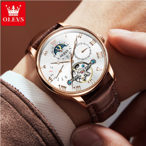 OLEVS 7009 nouvelle montre mécanique <span class=keywords><strong>Moonswatch</strong></span> pour hommes étanche automatique homme horloge à main calendrier mode affaires montres pour hommes - Product Image 3
