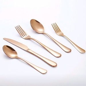 Modern Rose <b>Gold</b> Stainless Steel Flatware Set 5pcs <b>Spoons</b> Forks Knives Luxury Cutlery Set for Restaurant Party Home Use - Product Image 1
