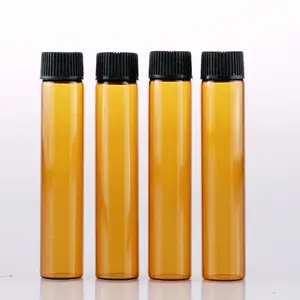 High Quality essential oil glass bottle 5ml 10ml mini sample amber glass vial with Inner plug and screw cap