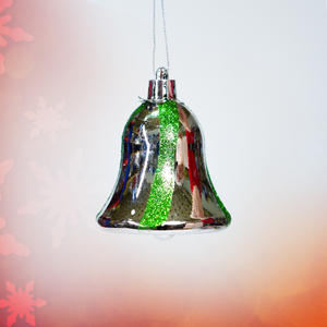 RAINBOW V 39 Ensemble de 4 décorations de Noël en plastique scintillant de haute qualité, faites à la main, cloches de Noël de 7 cm, décorations d'arbre modernes et colorées - Product Image 2